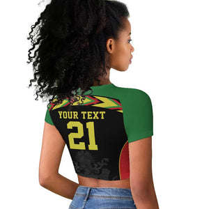 Custom Cricket Africa Malawi Raglan Cropped T shirt Malawi Chevron Pattern - African Pride