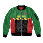 Custom Cricket Africa Malawi Sleeve Zip Bomber Jacket Malawi Chevron Pattern - African Pride