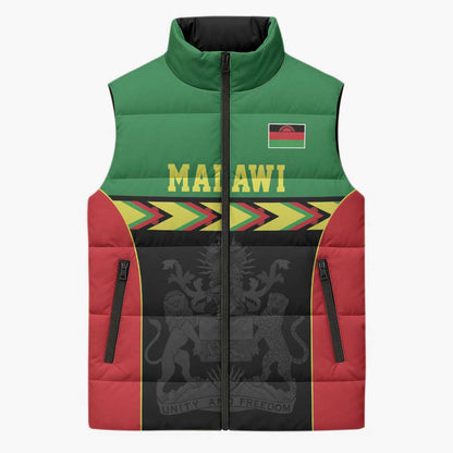 Custom Cricket Africa Malawi Sleeveless Puffer Jacket Malawi Chevron Pattern