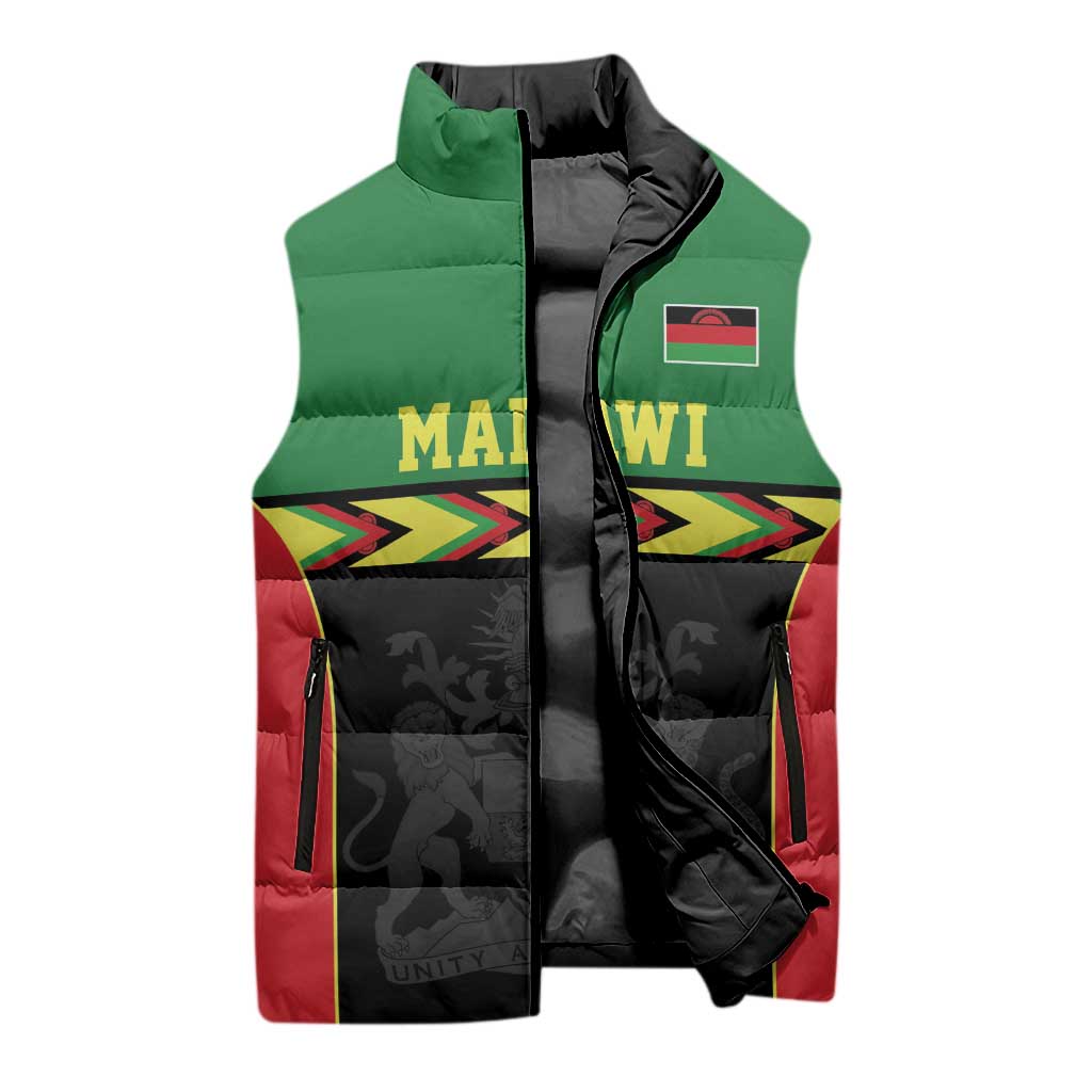 Custom Cricket Africa Malawi Sleeveless Puffer Jacket Malawi Chevron Pattern