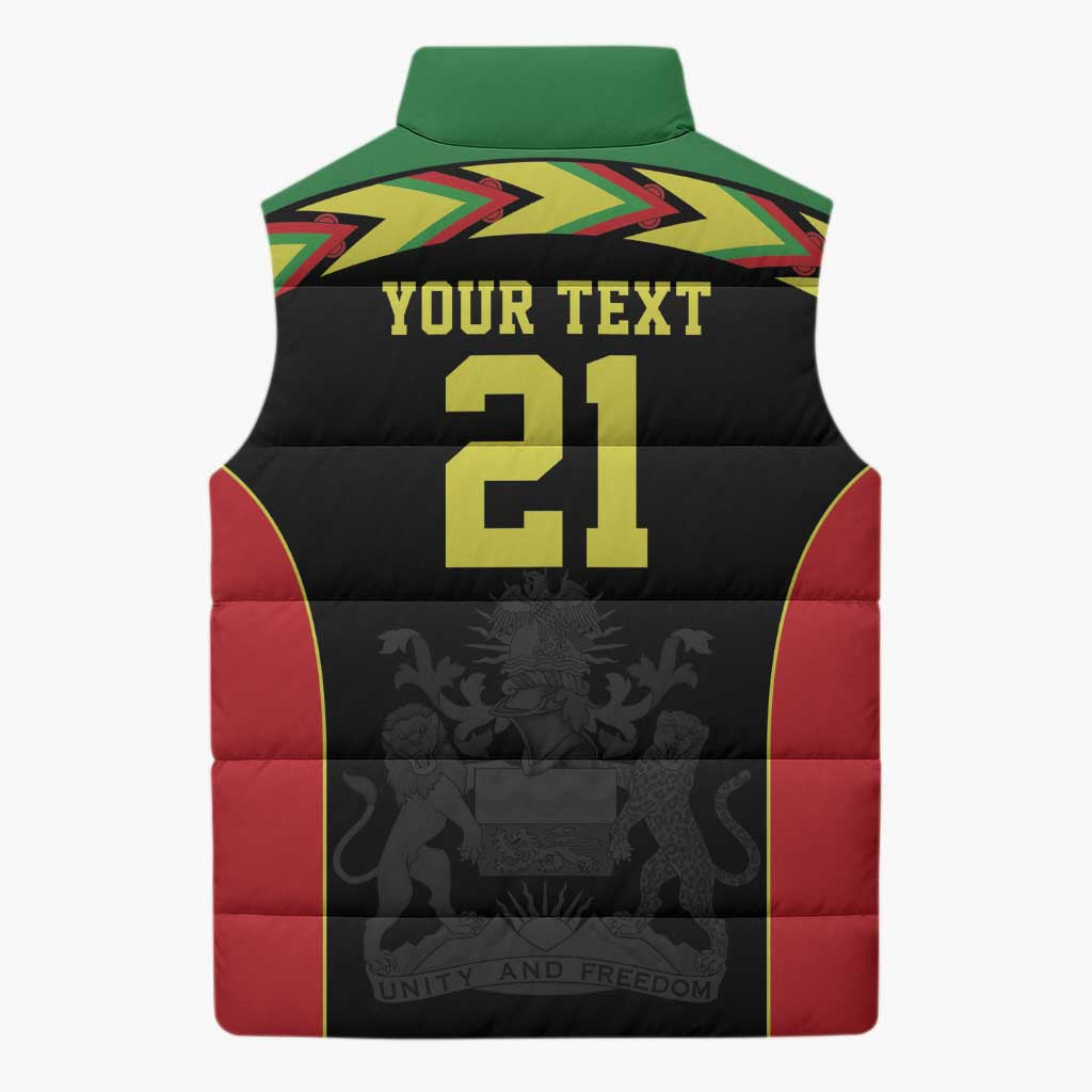 Custom Cricket Africa Malawi Sleeveless Puffer Jacket Malawi Chevron Pattern