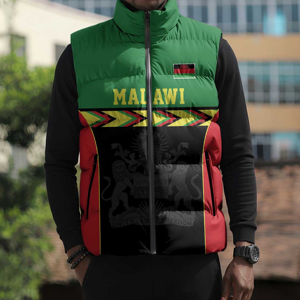 Custom Cricket Africa Malawi Sleeveless Puffer Jacket Malawi Chevron Pattern