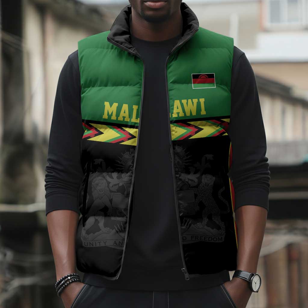 Custom Cricket Africa Malawi Sleeveless Puffer Jacket Malawi Chevron Pattern