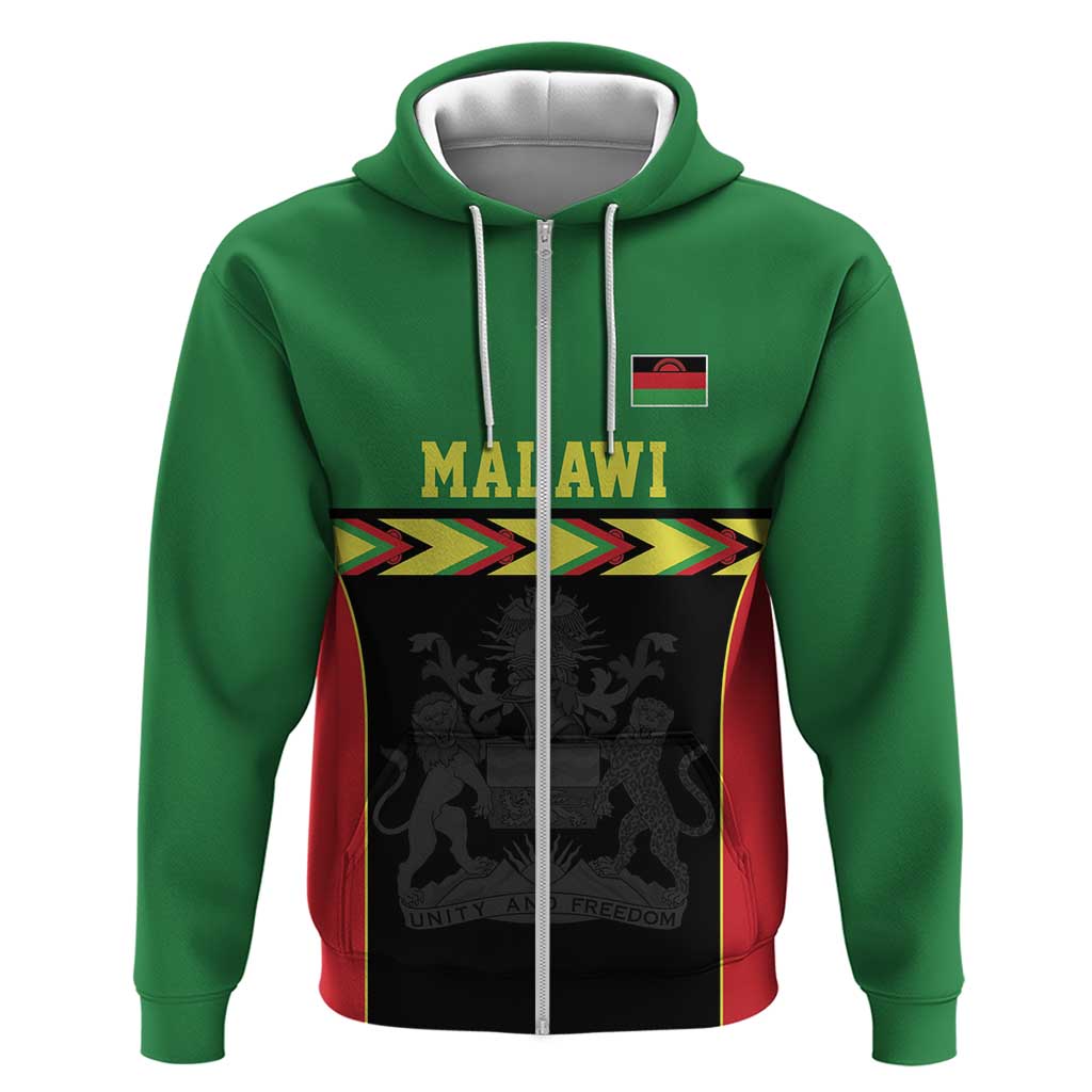 Custom Cricket Africa Malawi Zip Hoodie Malawi Chevron Pattern - African Pride