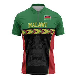 Custom Cricket Africa Malawi Zipper Polo Shirt Malawi Chevron Pattern