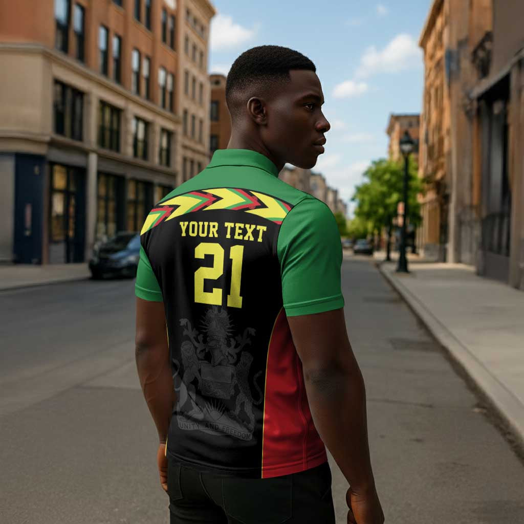 Custom Cricket Africa Malawi Zipper Polo Shirt Malawi Chevron Pattern
