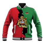 Malawi Flag Map Baseball Jacket Simple Malawi Emblem Coat of Arms - African Pride