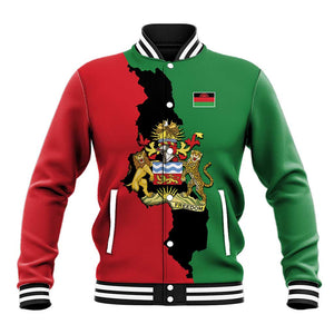 Malawi Flag Map Baseball Jacket Simple Malawi Emblem Coat of Arms - African Pride