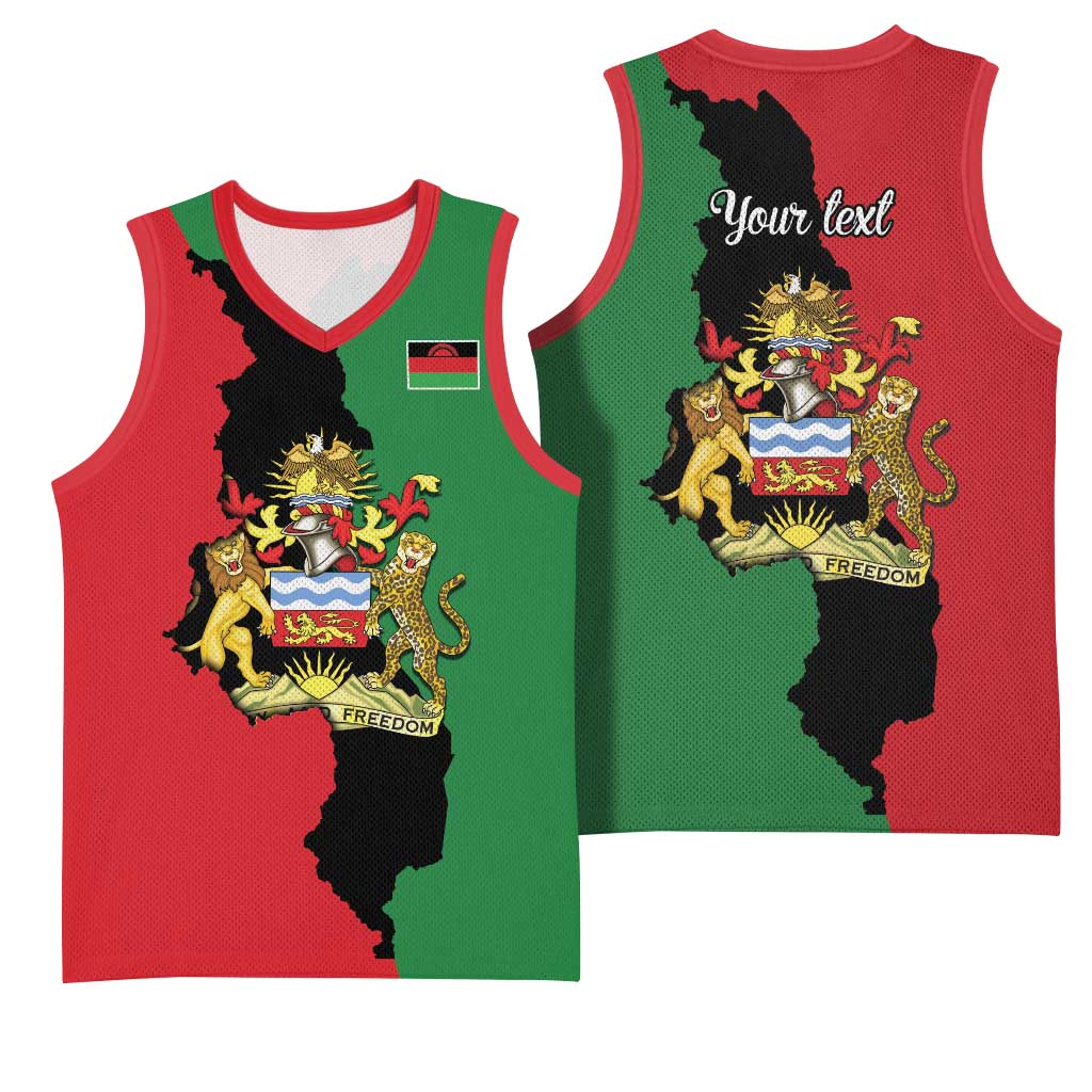 Malawi Flag Map Basketball Jersey Simple Malawi Emblem Coat of Arms LT9