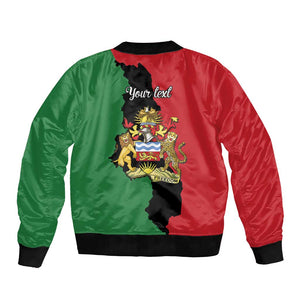 Malawi Flag Map Bomber Jacket Simple Malawi Emblem Coat of Arms - African Pride