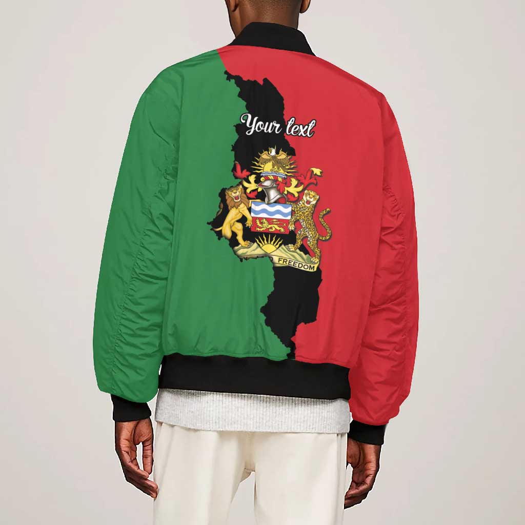Malawi Flag Map Bomber Jacket Simple Malawi Emblem Coat of Arms - African Pride