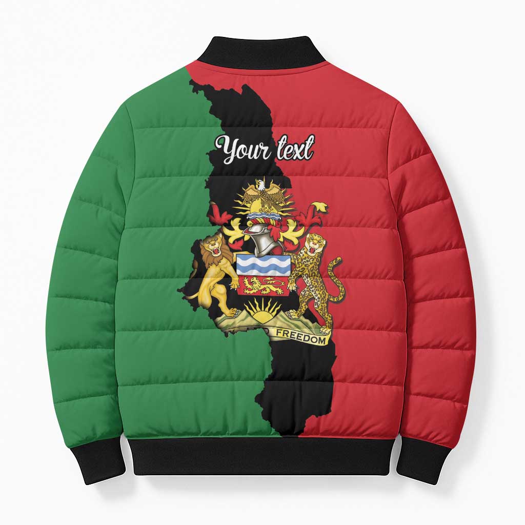 Personalized  Malawi Flag Map Bomber Puffer Jacket Simple Malawi Emblem Coat of Arms