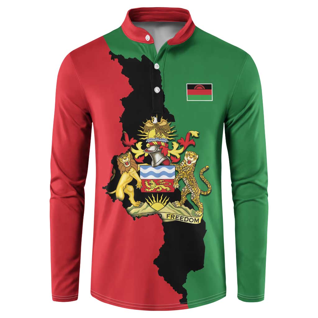 Malawi Flag Map Button Sweatshirt Simple Malawi Emblem Coat of Arms