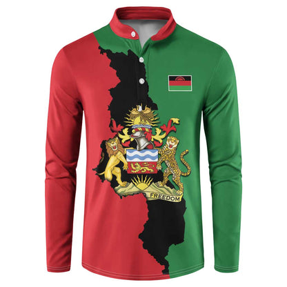 Malawi Flag Map Button Sweatshirt Simple Malawi Emblem Coat of Arms