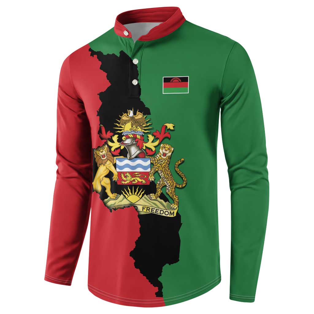 Malawi Flag Map Button Sweatshirt Simple Malawi Emblem Coat of Arms