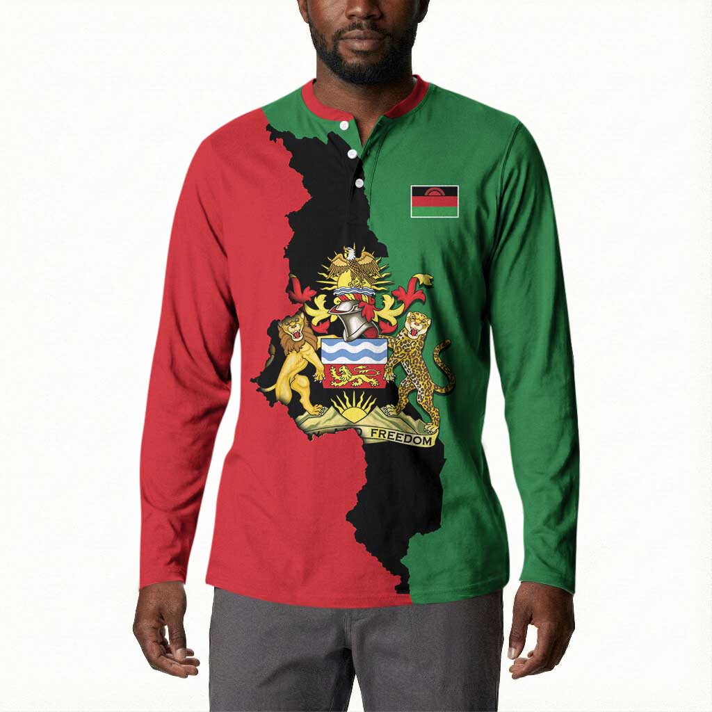 Malawi Flag Map Button Sweatshirt Simple Malawi Emblem Coat of Arms