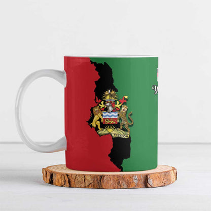 Personalized  Malawi Flag Map Ceramic Mug Simple Malawi Emblem Coat of Arms
