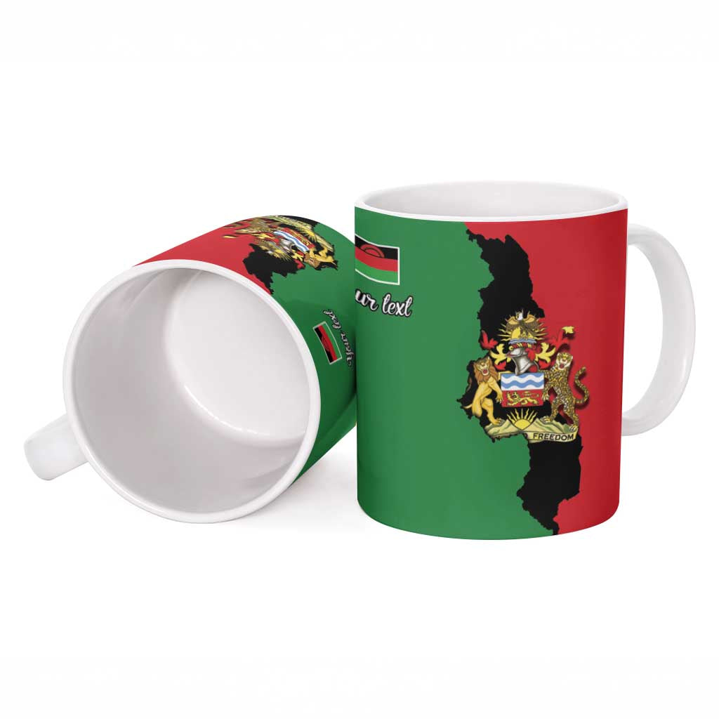 Personalized  Malawi Flag Map Ceramic Mug Simple Malawi Emblem Coat of Arms
