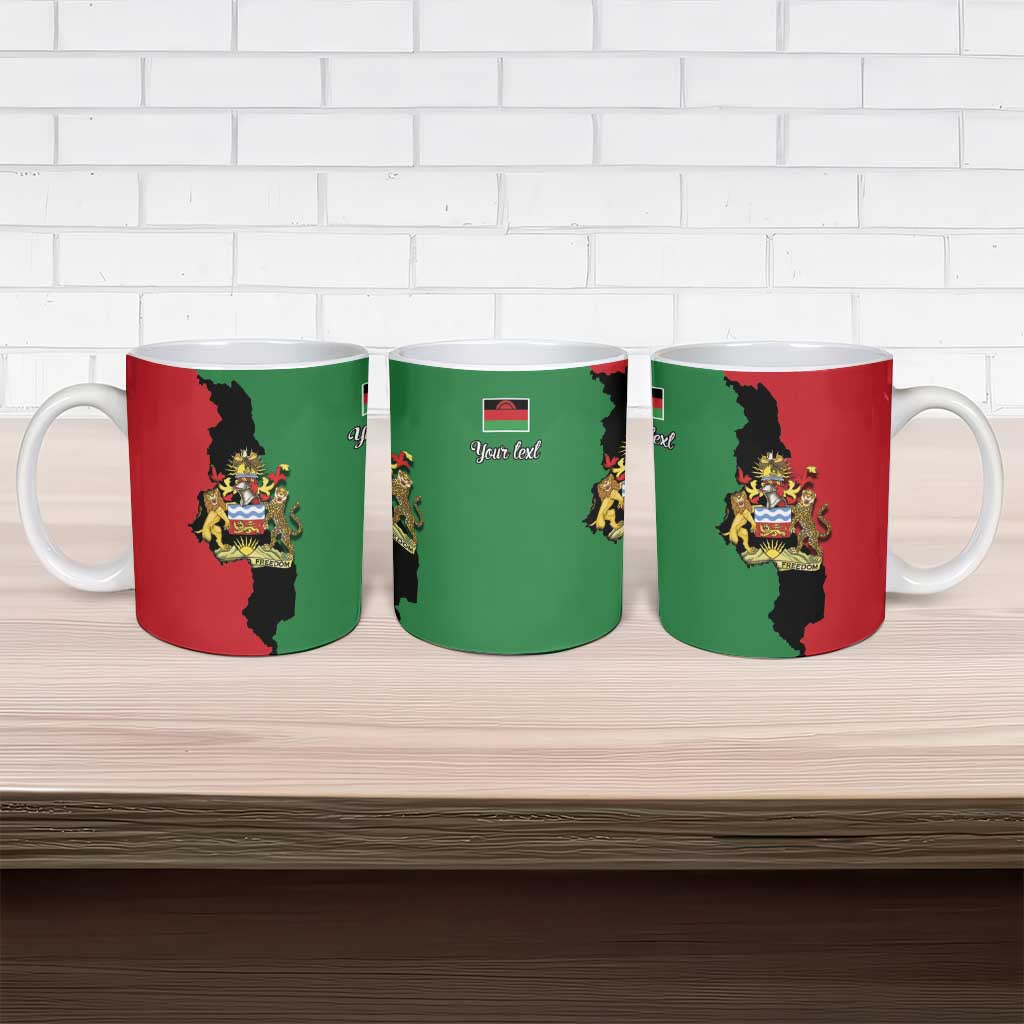 Personalized  Malawi Flag Map Ceramic Mug Simple Malawi Emblem Coat of Arms