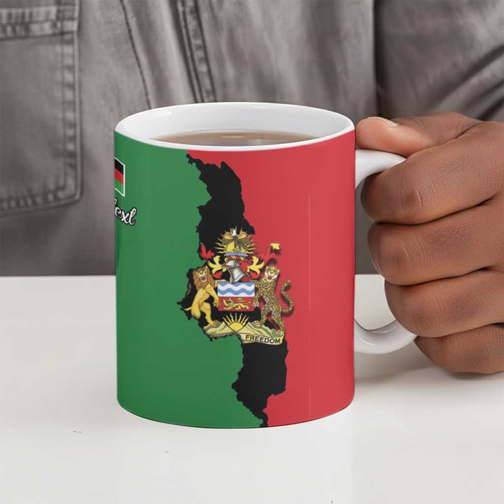 Personalized  Malawi Flag Map Ceramic Mug Simple Malawi Emblem Coat of Arms