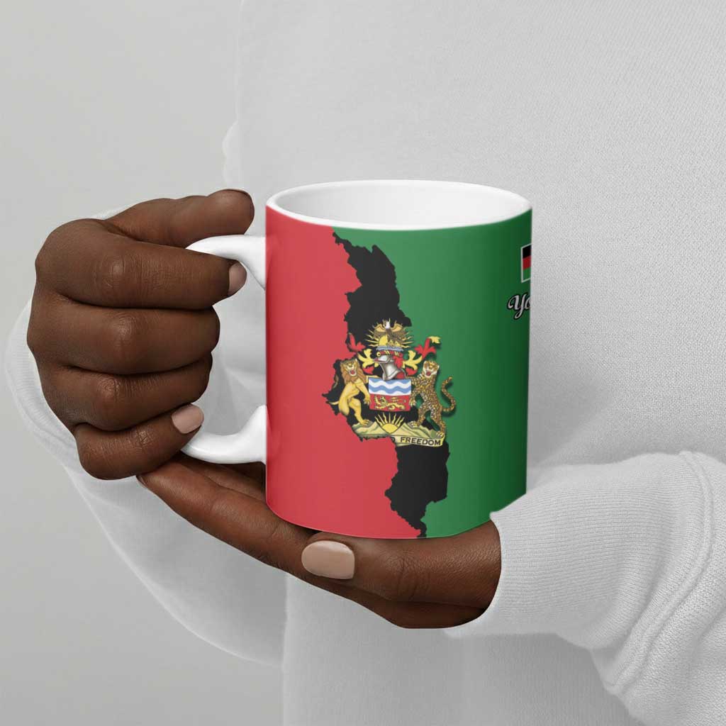 Personalized  Malawi Flag Map Ceramic Mug Simple Malawi Emblem Coat of Arms