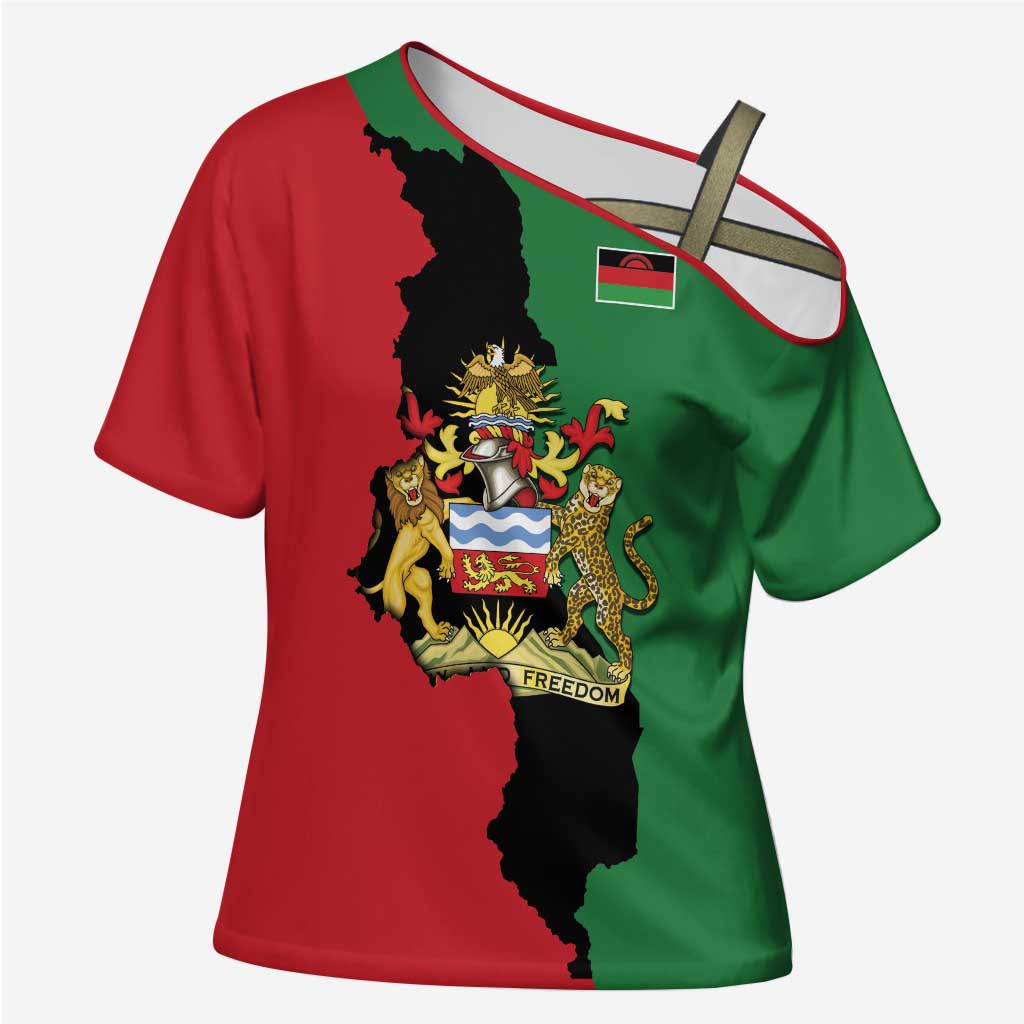 Personalized  Malawi Flag Map Cross Shoulder Shirt Simple Malawi Emblem Coat of Arms