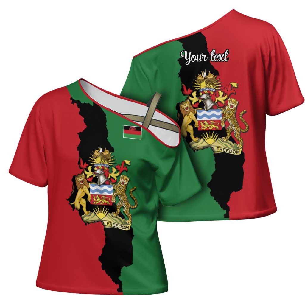 Personalized  Malawi Flag Map Cross Shoulder Shirt Simple Malawi Emblem Coat of Arms