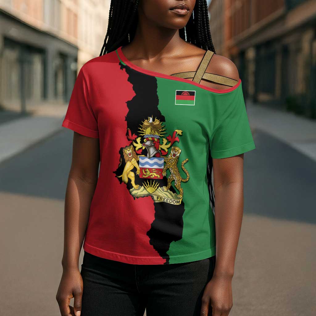 Personalized  Malawi Flag Map Cross Shoulder Shirt Simple Malawi Emblem Coat of Arms