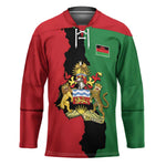 Personalized  Malawi Flag Map Hockey Jersey Simple Malawi Emblem Coat of Arms