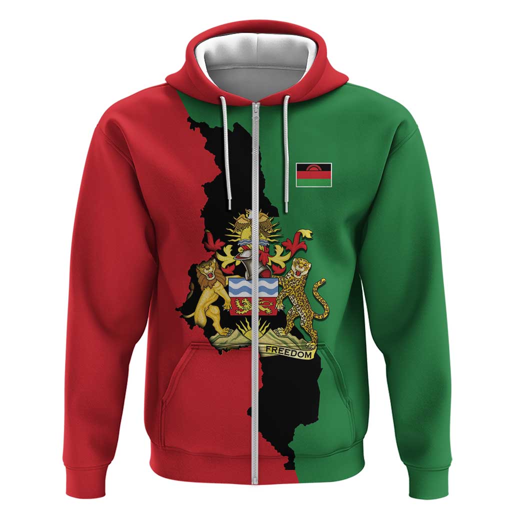Malawi Flag Map Hoodie Simple Malawi Emblem Coat of Arms - African Pride