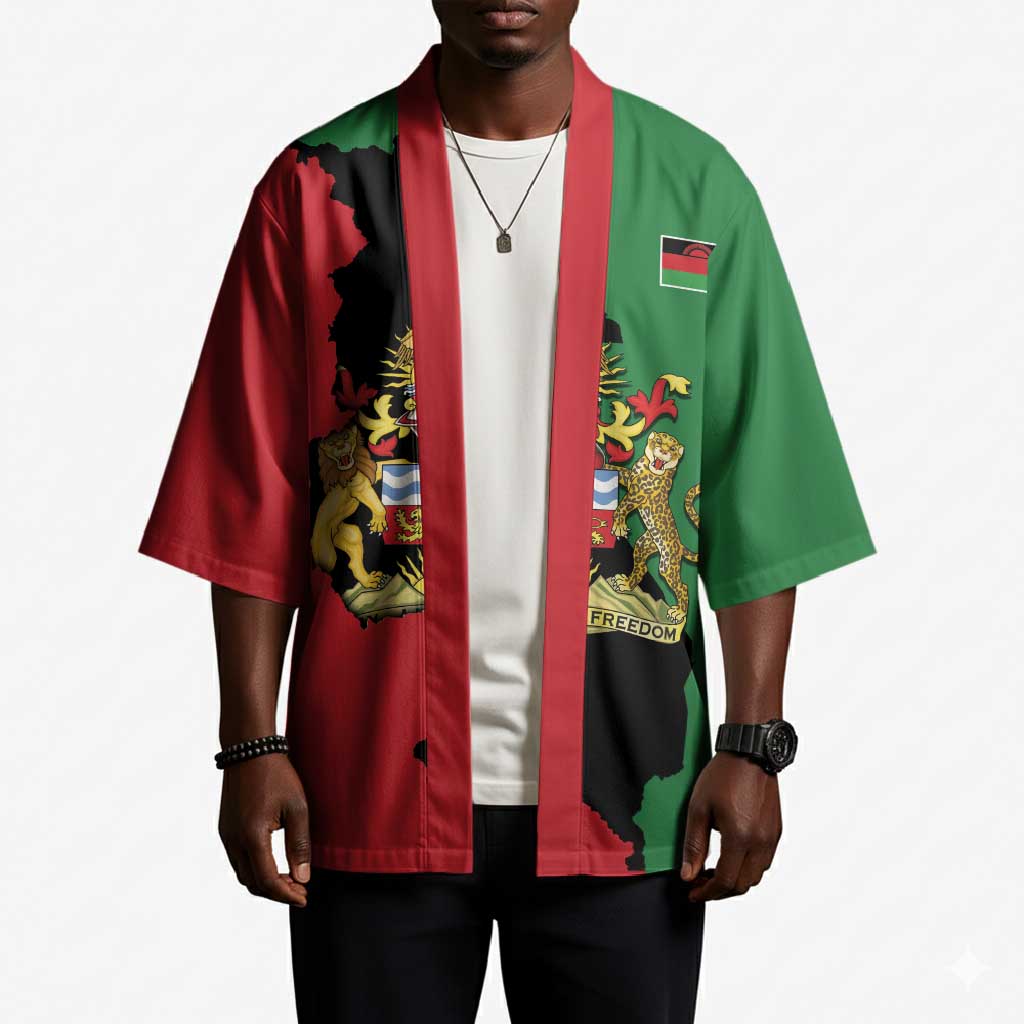 Personalized  Malawi Flag Map Kimono Simple Malawi Emblem Coat of Arms
