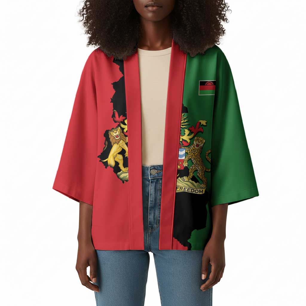 Personalized  Malawi Flag Map Kimono Simple Malawi Emblem Coat of Arms