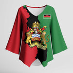 Personalized  Malawi Flag Map Kimono Sleeve Blouse Simple Malawi Emblem Coat of Arms