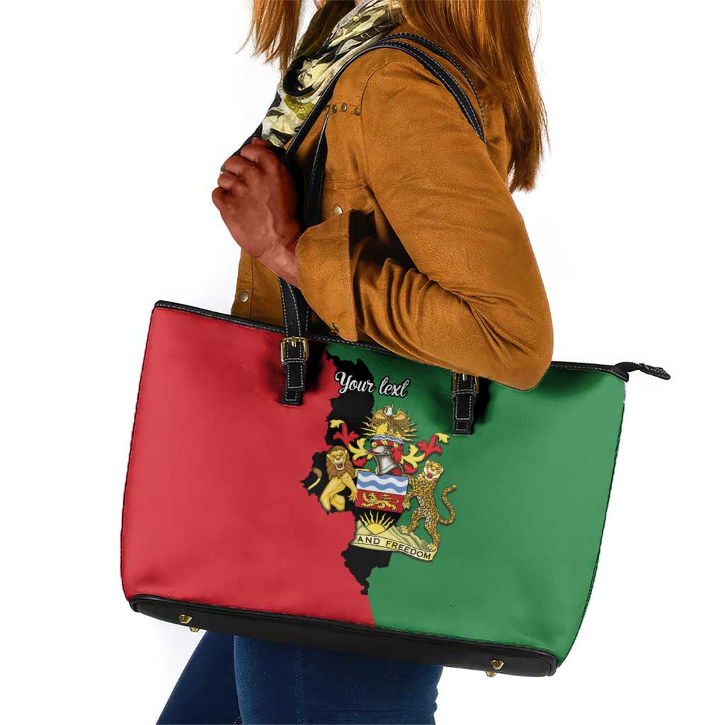 Malawi Flag Map Leather Tote Bag Simple Malawi Emblem Coat of Arms - African Pride