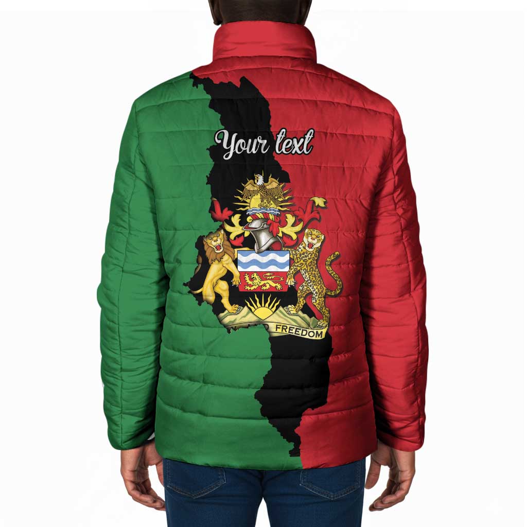 Personalized  Malawi Flag Map Padded Jacket Simple Malawi Emblem Coat of Arms