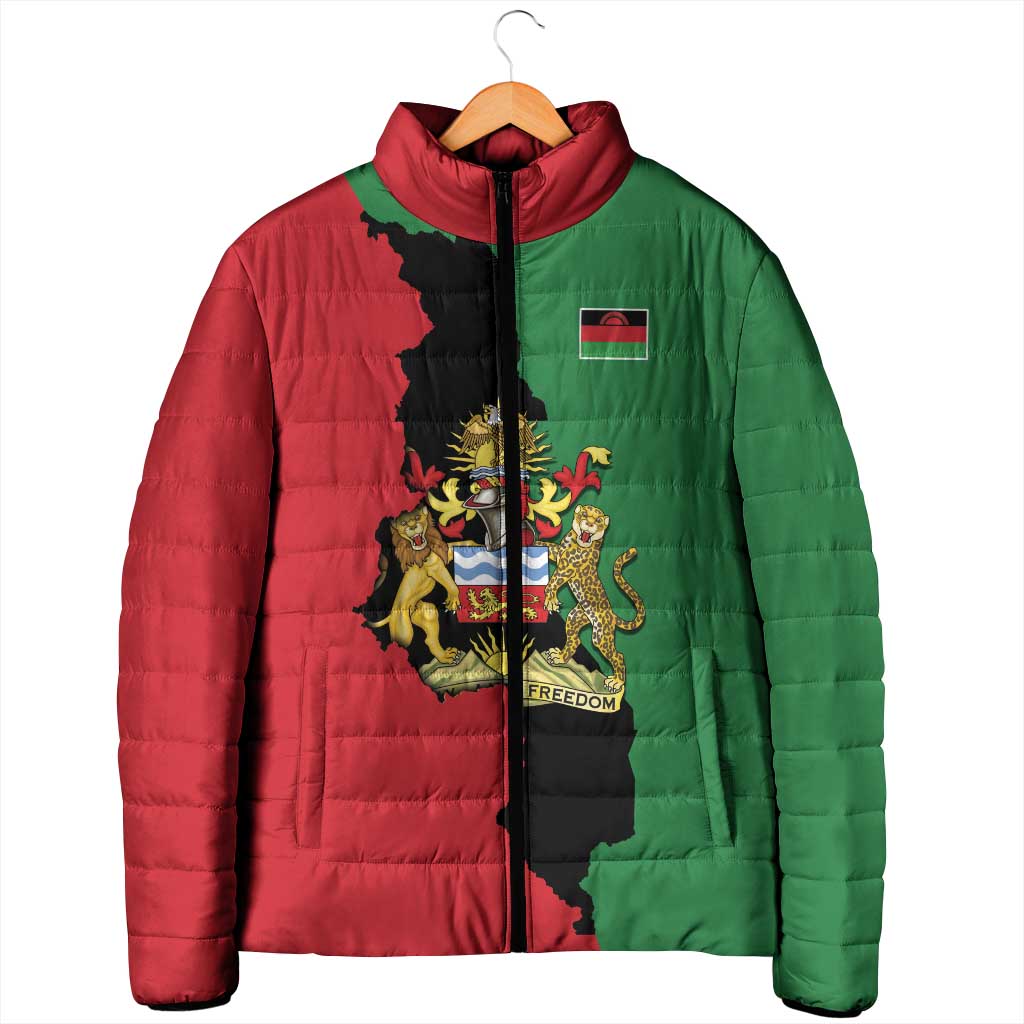 Personalized  Malawi Flag Map Padded Jacket Simple Malawi Emblem Coat of Arms