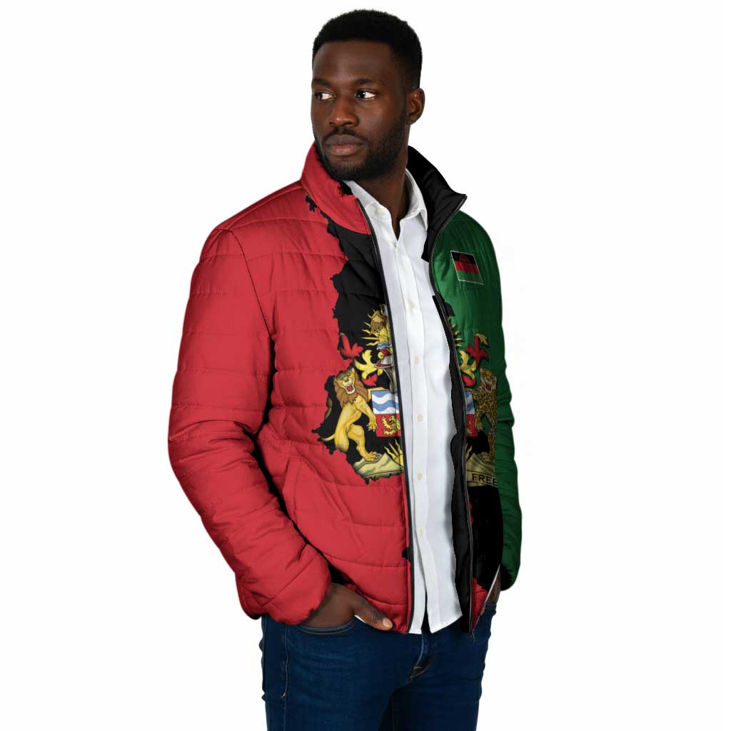 Personalized  Malawi Flag Map Padded Jacket Simple Malawi Emblem Coat of Arms