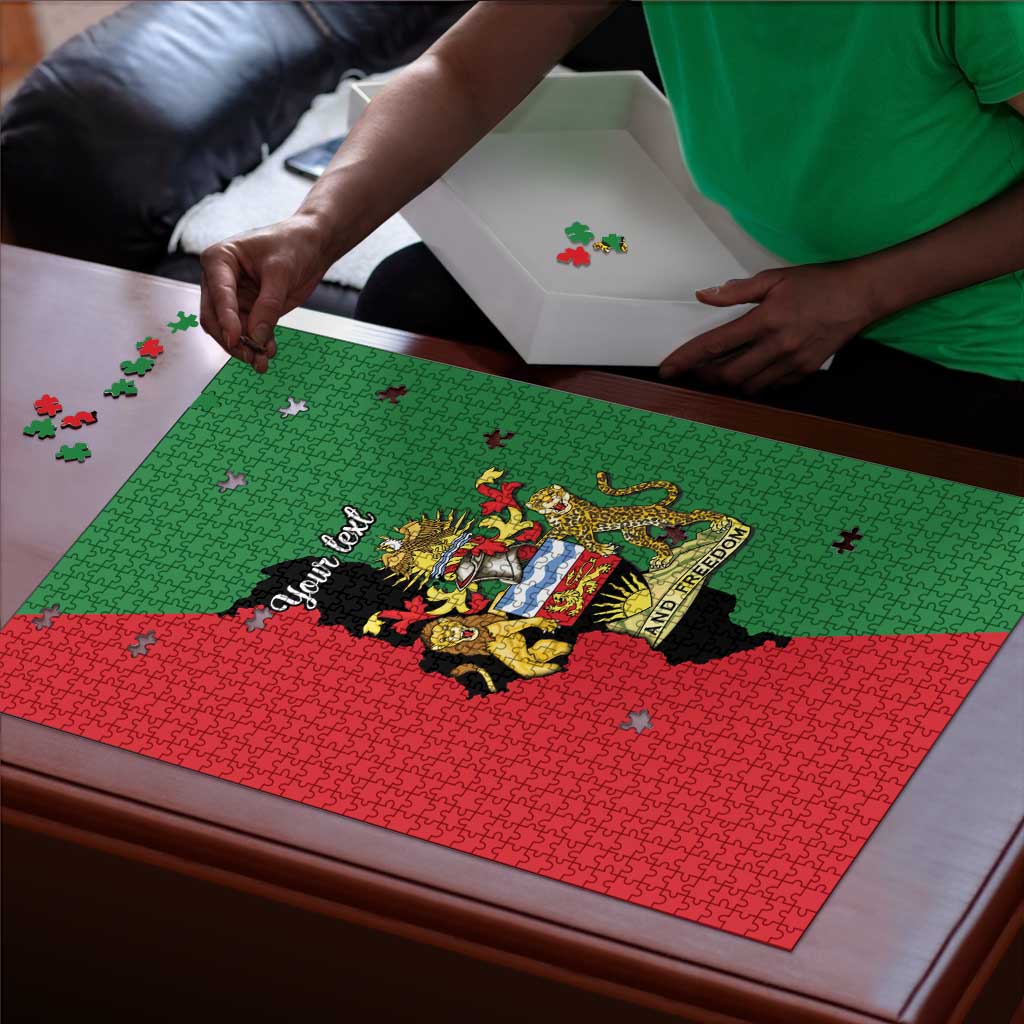 Personalized  Malawi Flag Map Puzzle Simple Malawi Emblem Coat of Arms