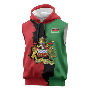Malawi Flag Map Sleeveless Hoodie Simple Malawi Emblem Coat of Arms - African Pride
