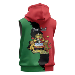 Malawi Flag Map Sleeveless Hoodie Simple Malawi Emblem Coat of Arms - African Pride