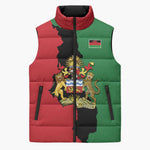 Personalized  Malawi Flag Map Sleeveless Puffer Jacket Simple Malawi Emblem Coat of Arms