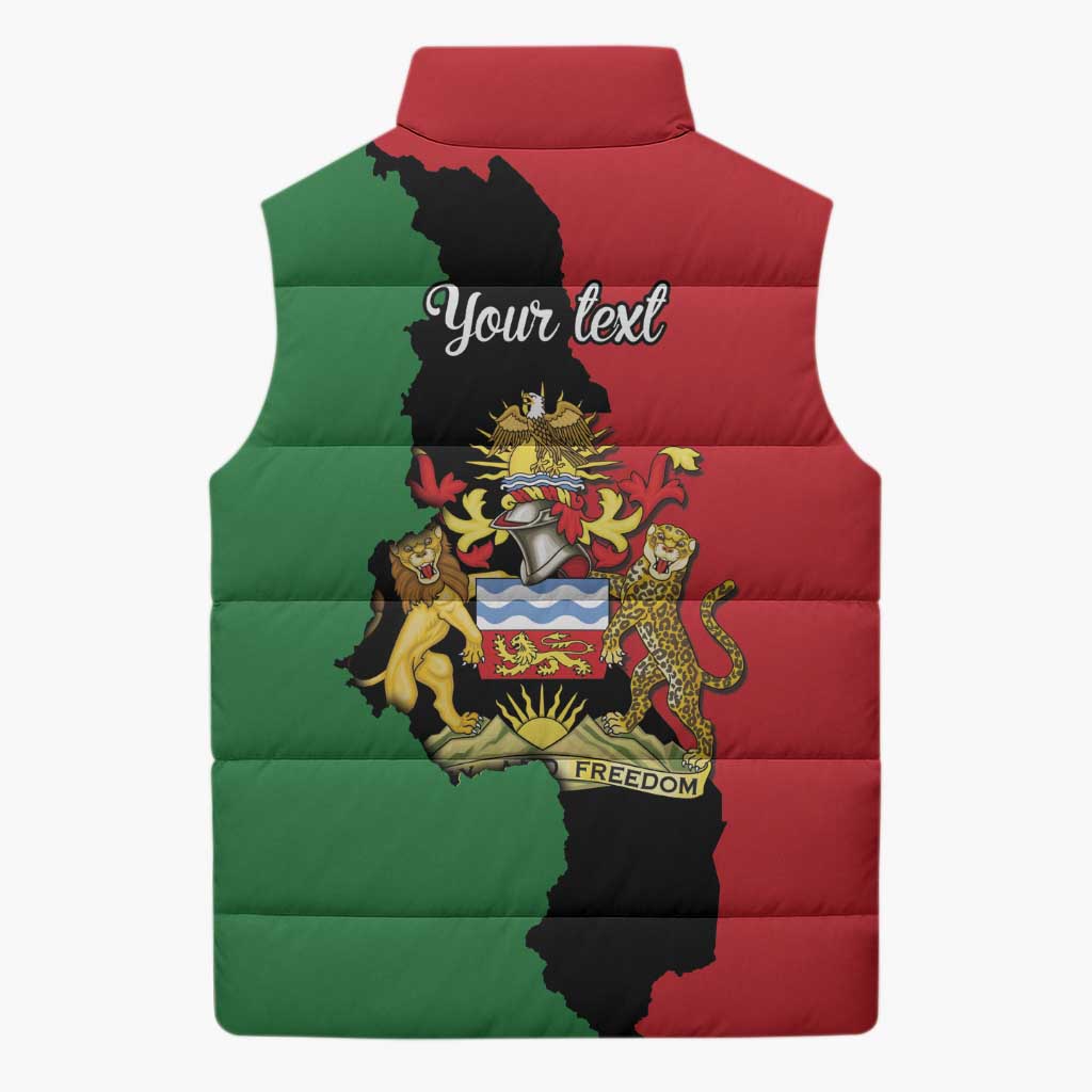 Personalized  Malawi Flag Map Sleeveless Puffer Jacket Simple Malawi Emblem Coat of Arms