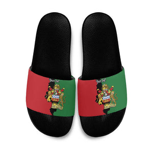 Personalized  Malawi Flag Map Slide Sandals Simple Malawi Emblem Coat of Arms