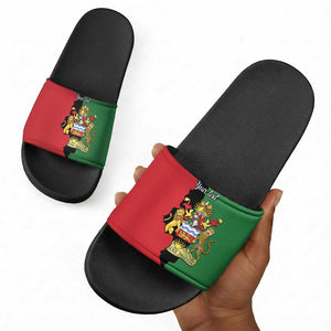 Personalized  Malawi Flag Map Slide Sandals Simple Malawi Emblem Coat of Arms