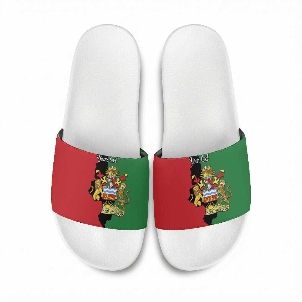 Personalized  Malawi Flag Map Slide Sandals Simple Malawi Emblem Coat of Arms