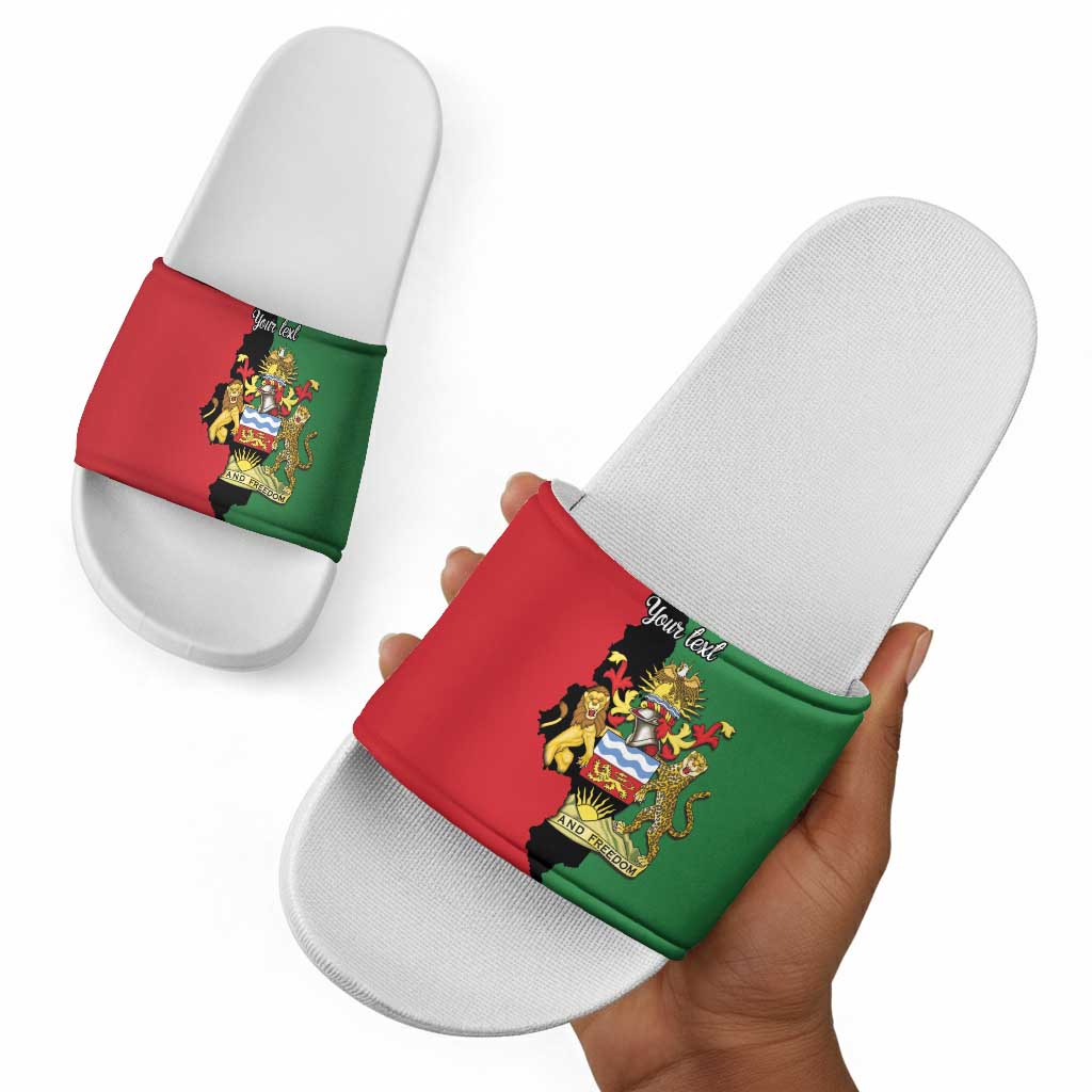 Personalized  Malawi Flag Map Slide Sandals Simple Malawi Emblem Coat of Arms