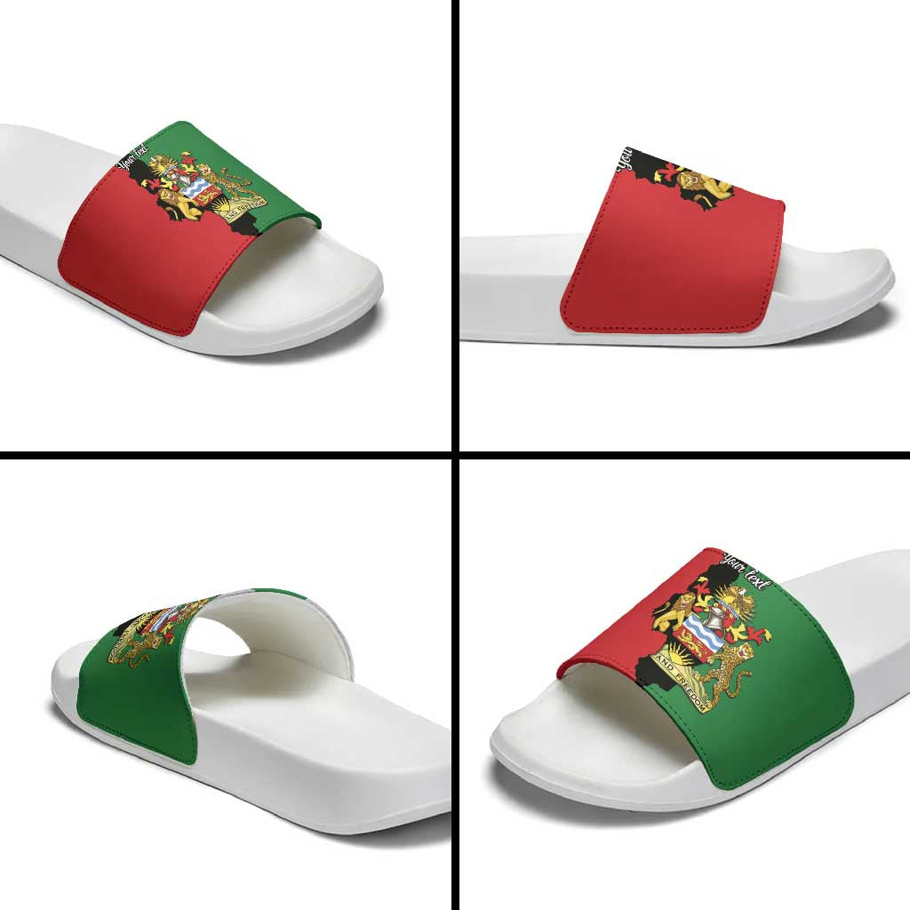 Personalized  Malawi Flag Map Slide Sandals Simple Malawi Emblem Coat of Arms