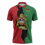 Personalized  Malawi Flag Map Zipper Polo Shirt Simple Malawi Emblem Coat of Arms