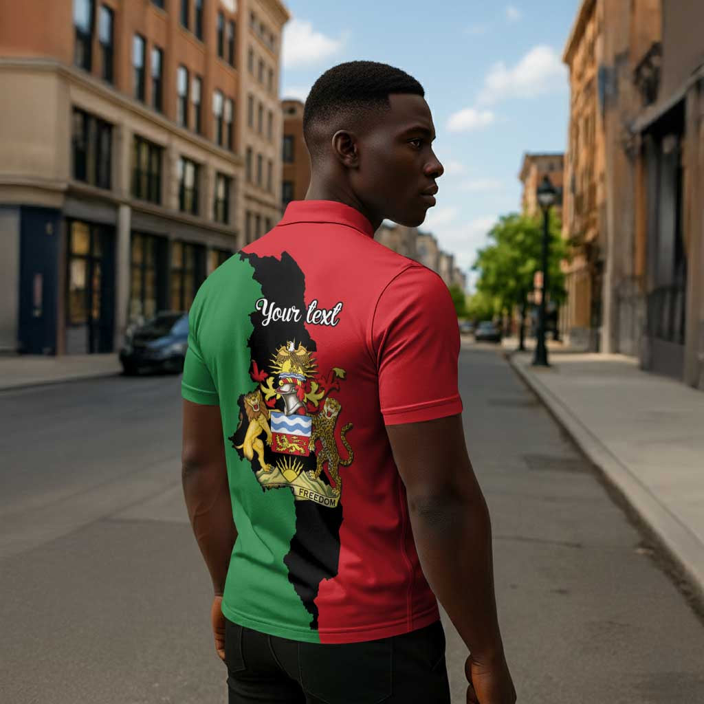 Personalized  Malawi Flag Map Zipper Polo Shirt Simple Malawi Emblem Coat of Arms