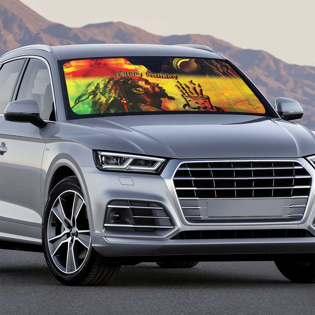 Happy Birthday King of Reggae Auto Sun Shade